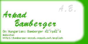 arpad bamberger business card